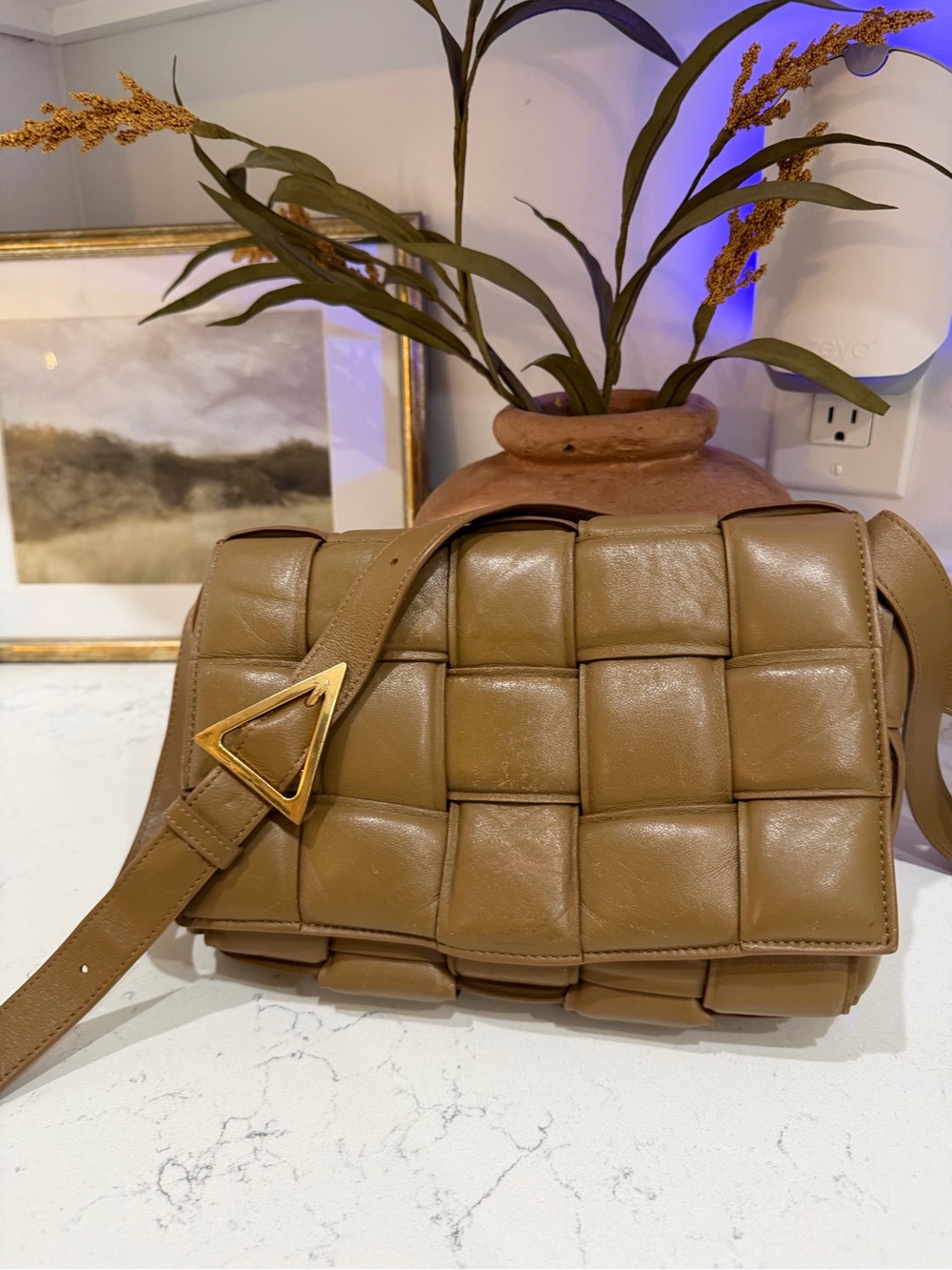 Woven Leather Shoulder Bag - Tan Bottega Veneta